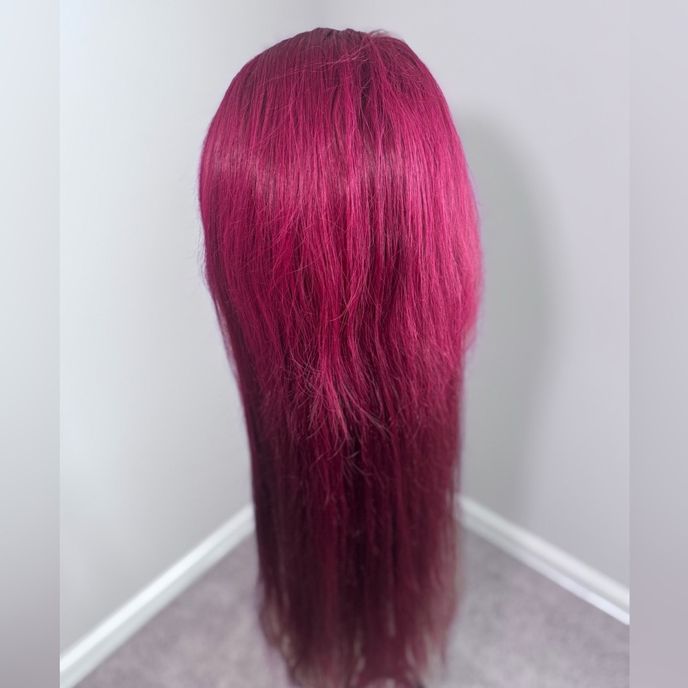 36 Inch 99J Burgundy Lace Front Wigs Human Hair 200% Density 13x6 Straight